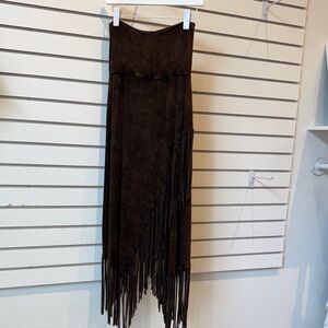 Chic Asymmetrical Brown Fringe Skirt